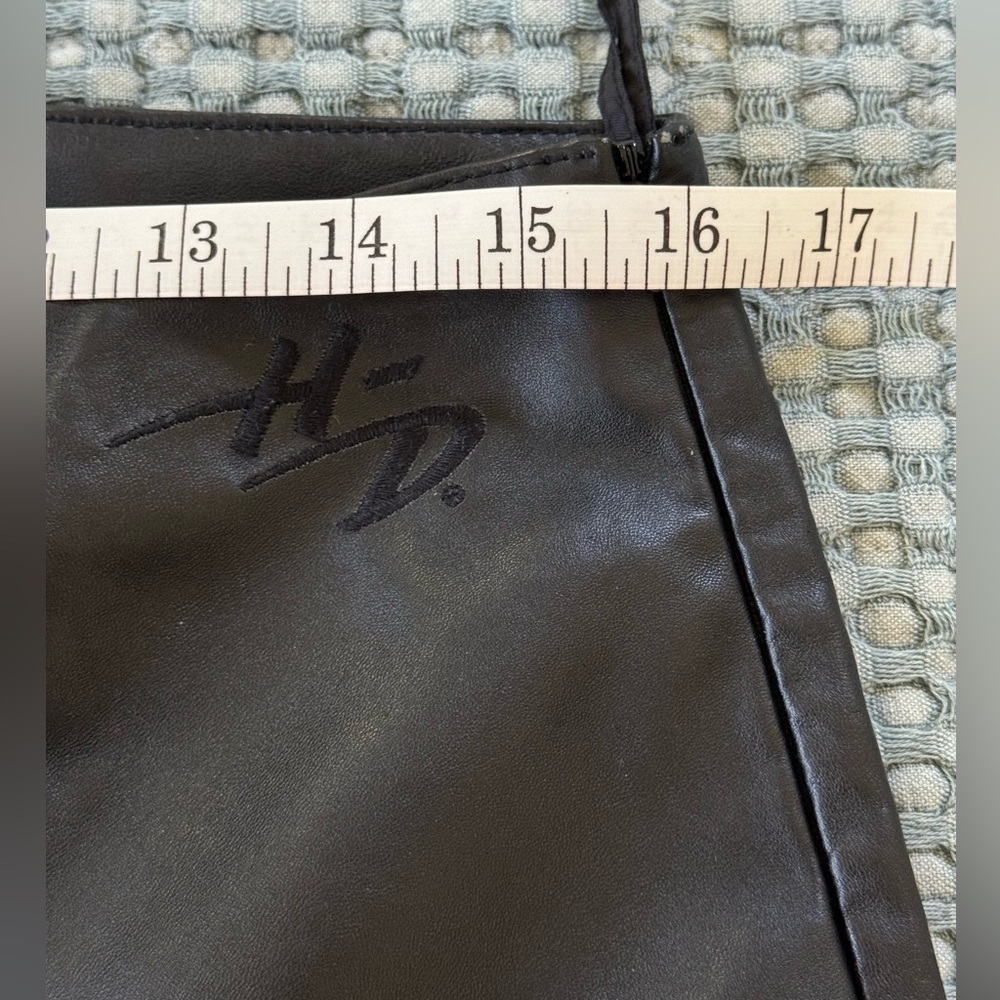 Vintage Y2K Harley Davidson Wonens Black 100% Leather Riding Pants Sz 8 - Picture 5 of 13